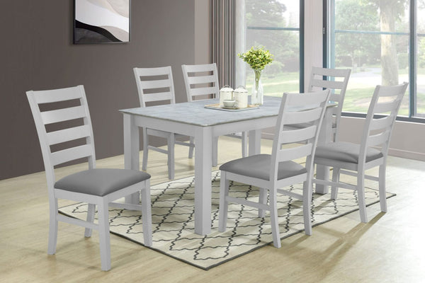 Malaga Dining Table In Light Grey With 6 Chairs