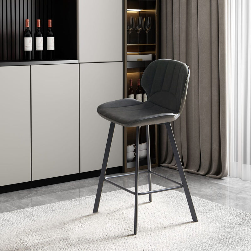 Calgary Stool Dark Grey Microfibre Seat With Black Legs