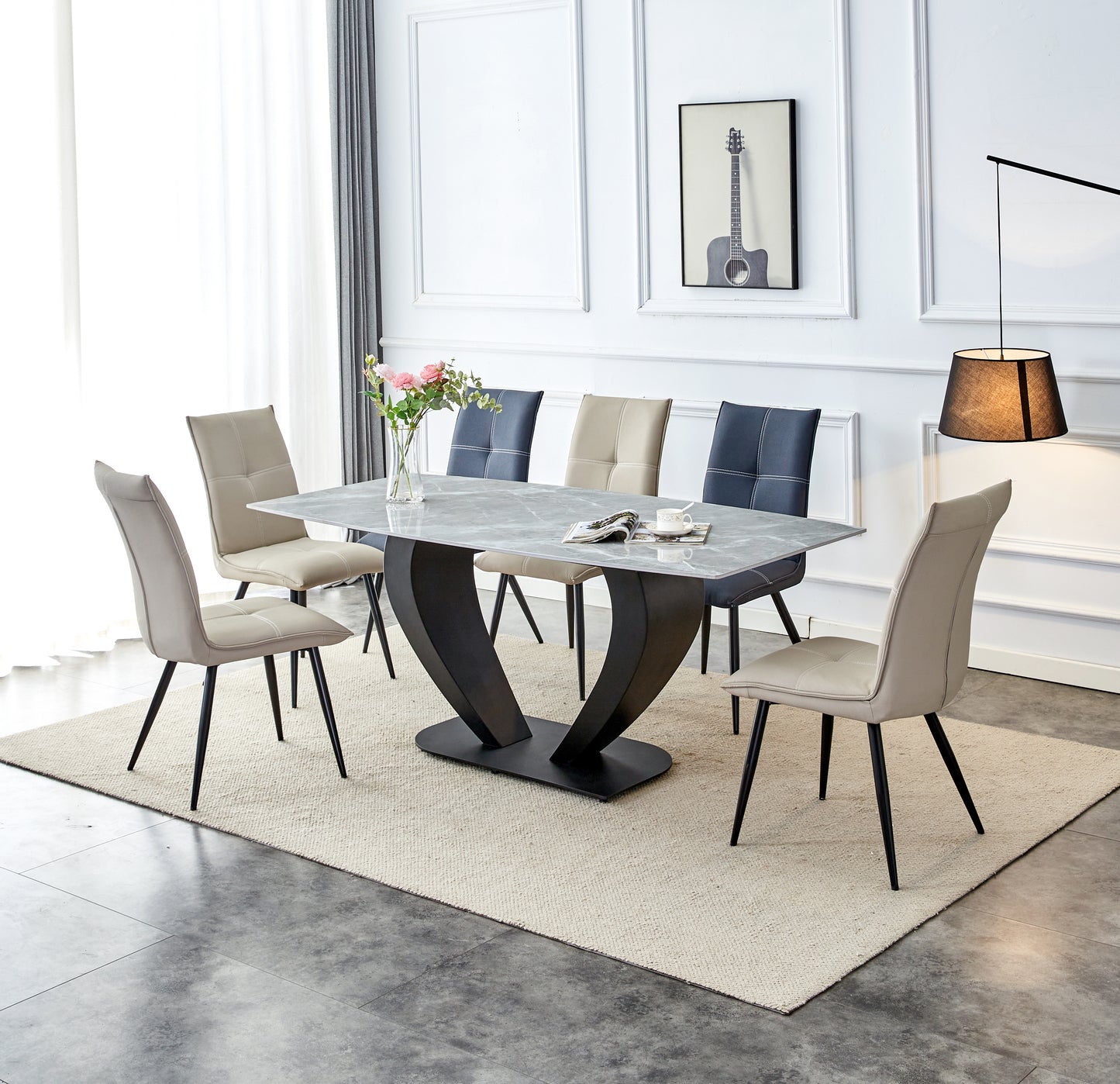 Malta Ceramic-Topped Fixed Dining Table