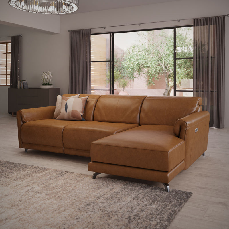 Amalfi Corner Electric Recliner Right Hand Facing - Tan