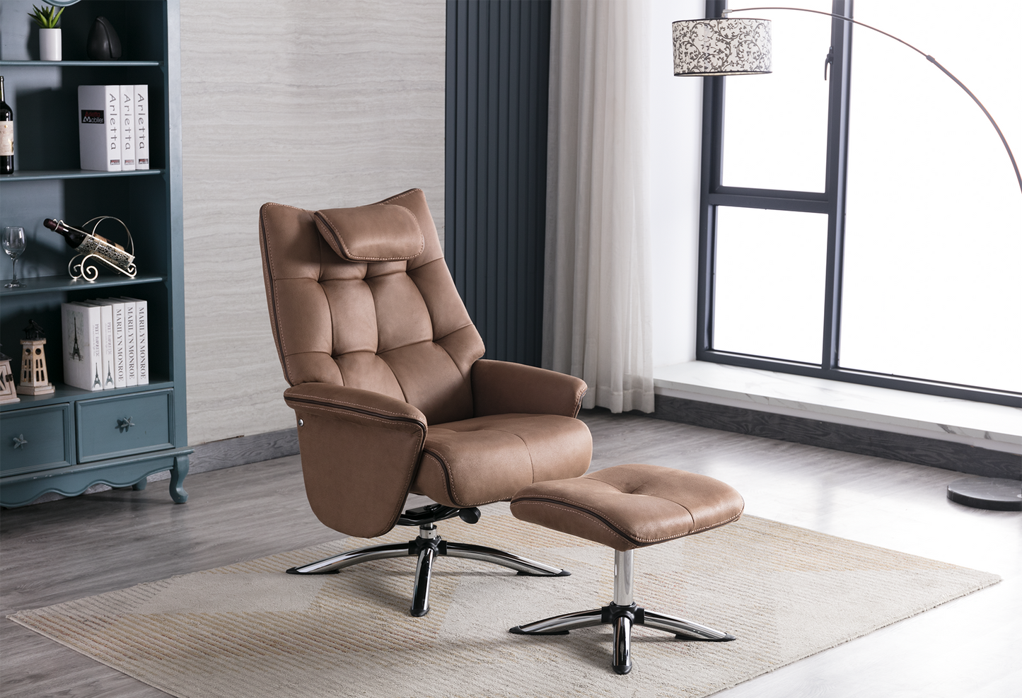 Ohio Recliner Chair & Ottoman Chestnut - Ex -display