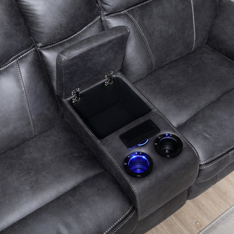 Felix 2 Seater Electric Reclining Sofa With 2 Cooler Cupholders, Wireless Charger, Speakers & Drawer Slate