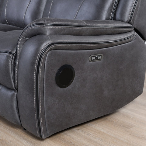 Felix 3 Seater Electric Reclining Sofa With DDT & Wireless Charger, Speakers & Drawer Slate