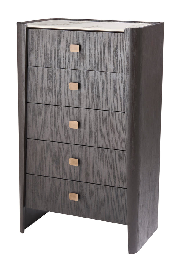 Athens Tall Chest 5 Drawer - Ebony