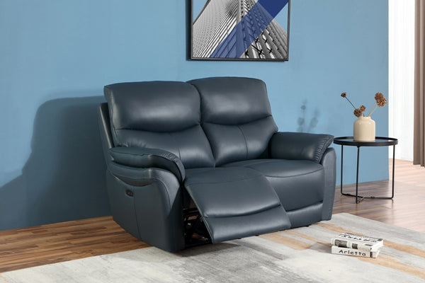 Cardo Electric Reclining 2 Seater Sofa Blue