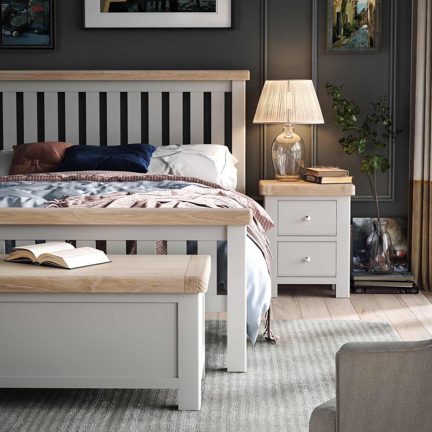 Exmouth Slatted Bed Light Grey