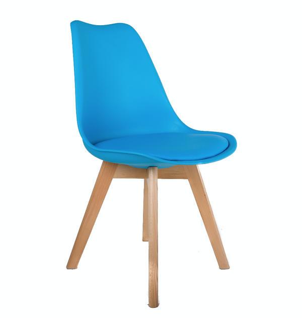 Eames Style Dining Chairs Aqua Blue with padded seat  - Back in stock this April
