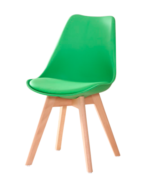 Eames Style Dining Chairs Green with padded seat