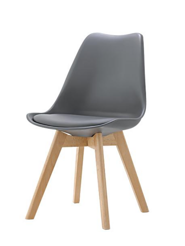 Eames Style Dining Chairs Grey with padded seat - Back in stock this April