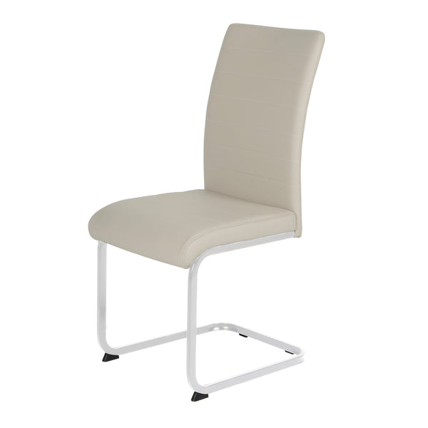 Leanne Chair Taupe PU Chrome Legs