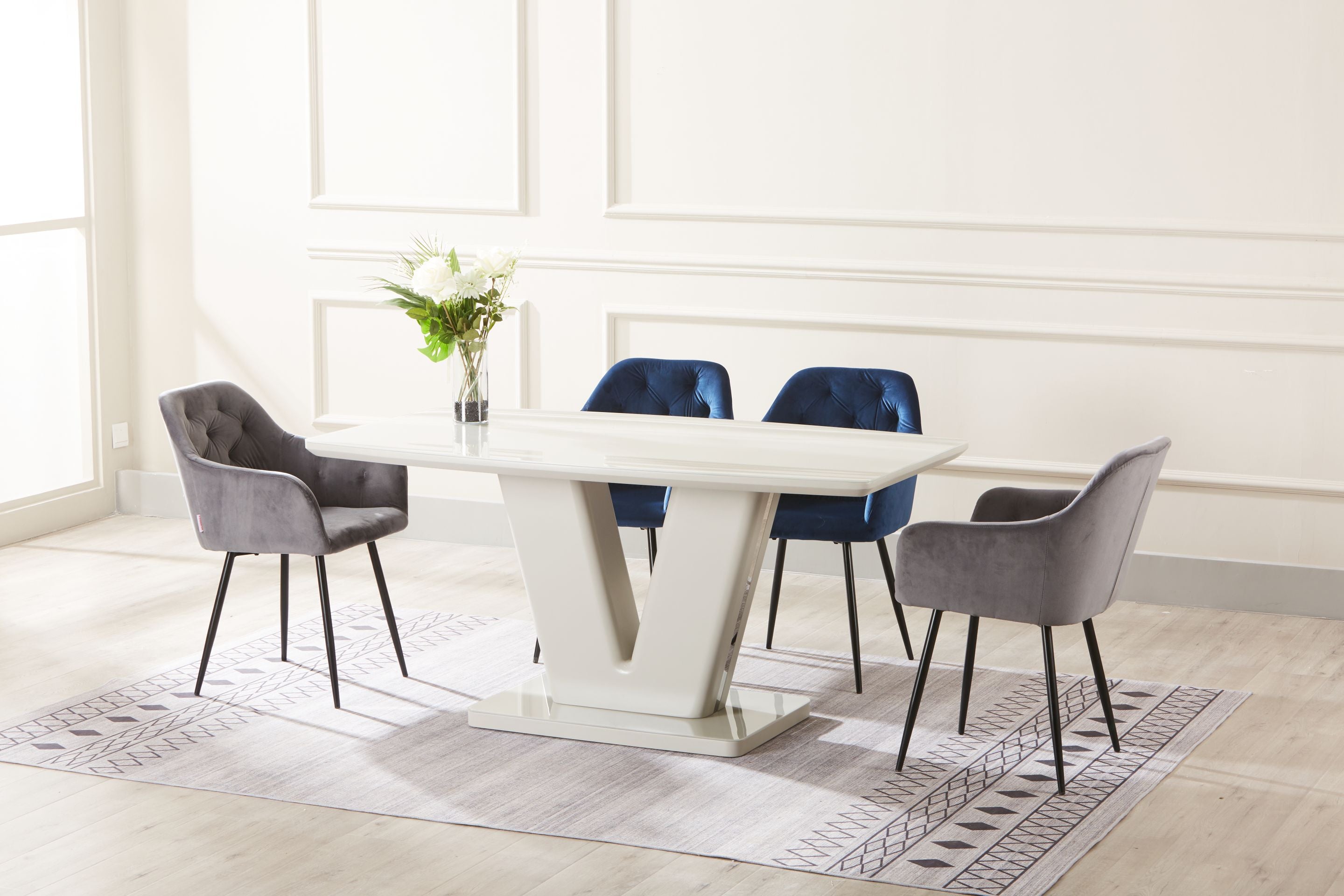 Vincent 1.6 Metre Fixed Table Light Grey | Quality Home Furniture