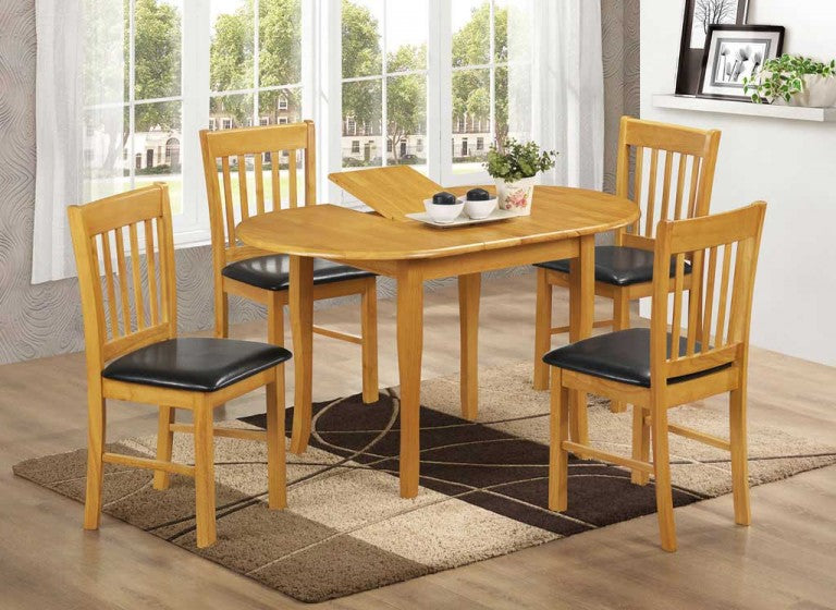 Senan Dining Set - Natural Oak Extending Table 800 x 1050/1350mm + 4 Chairs