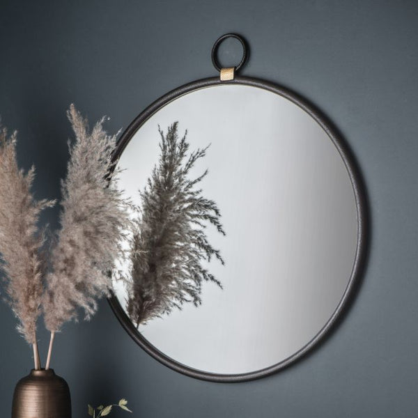 Bay Black Round Mirror 610x700mm