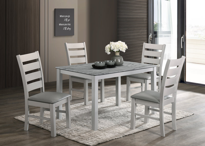Altea 4 Foot Marble Effect Table & 4 Padded Chairs Set Grey