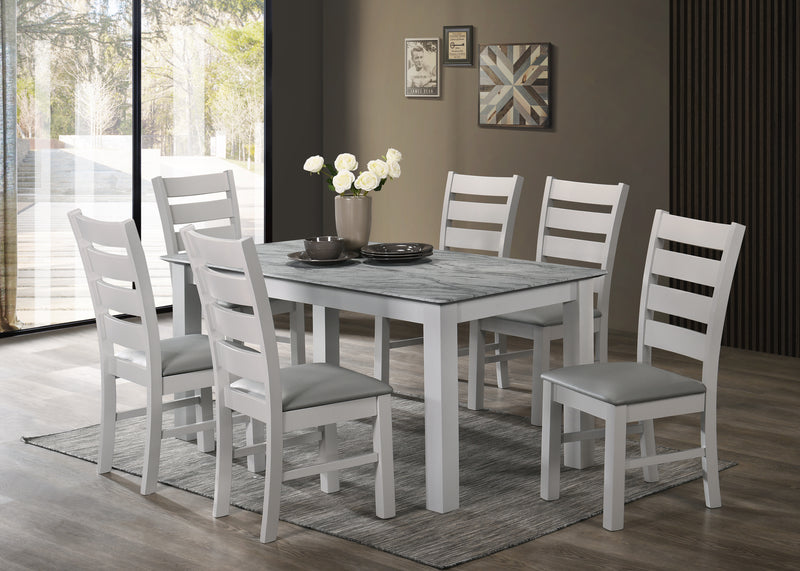 Altea 5 Foot Marble Effect Table & 6 Padded Chairs Set Grey