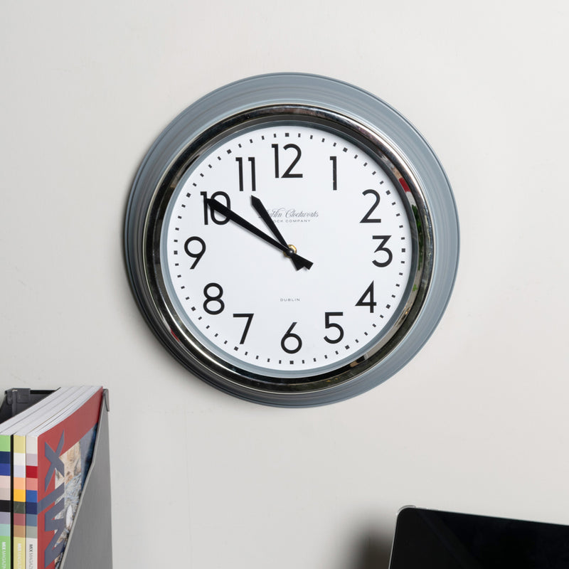 Retro Café Clock Grey Gloss 35cm