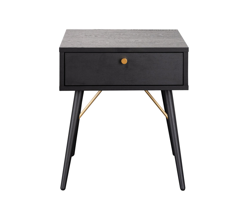 Barca Bedside Table 1 Drawer - Black and Copper