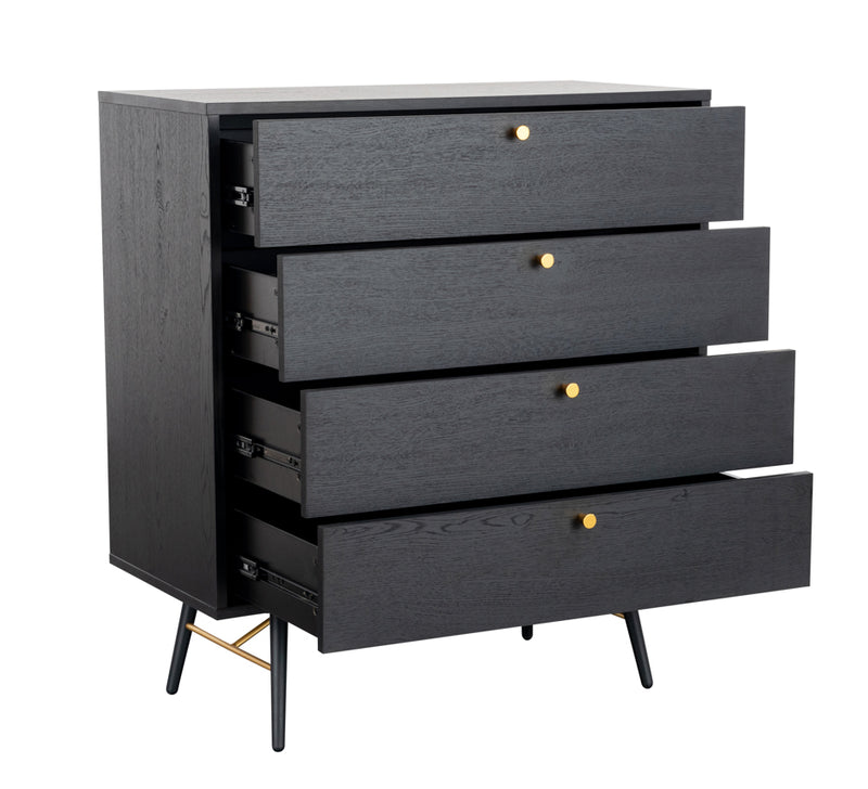 Barca 4 Drawer Chest - Black and Copper