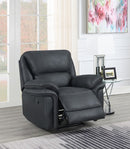 Bruno Manual Reclining Armchair Steel Blue and Steel Blue Piping