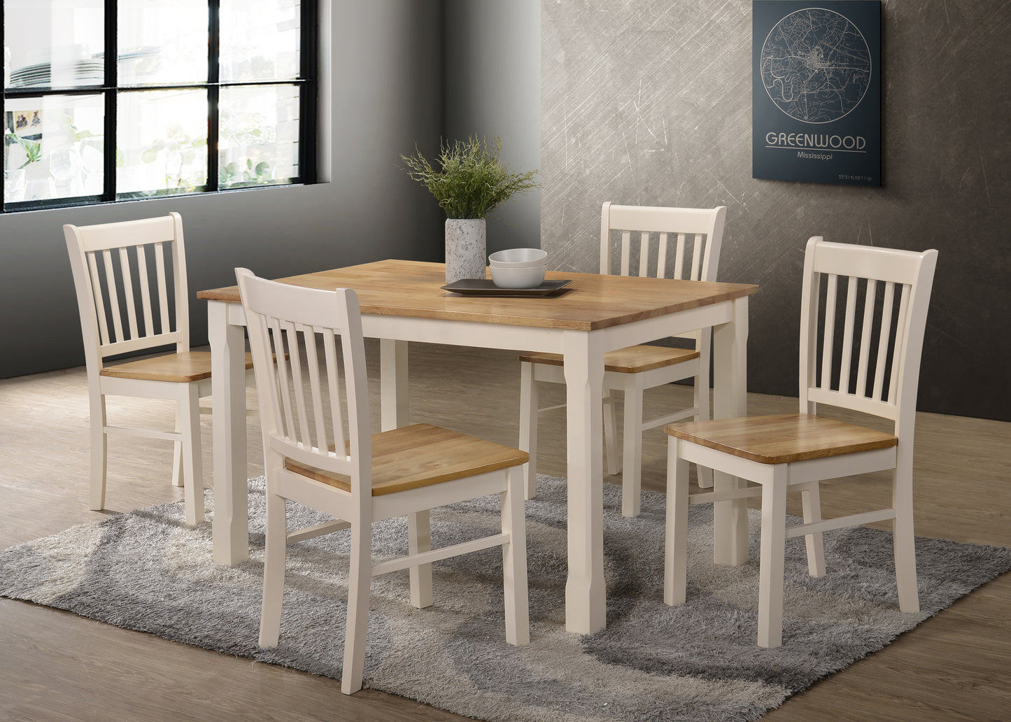 Burnley 4 Foot Table With 4 Chairs Cream & Oak