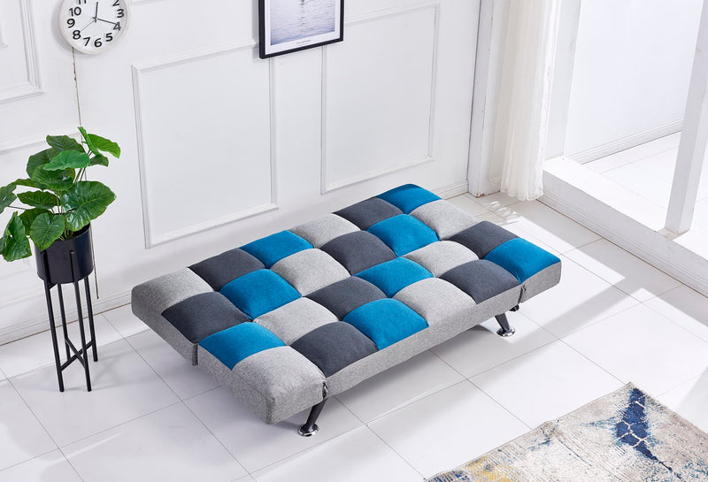 New York Sofa Bed Teal/Grey Patchwork