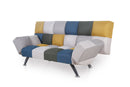 New York Sofa Bed - Mustard/Blue Patchwork