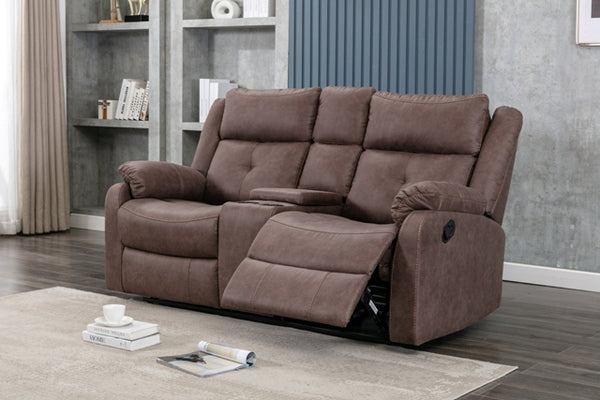 Carnival 2 Seater Reclining Sofa with Console - Chestnut