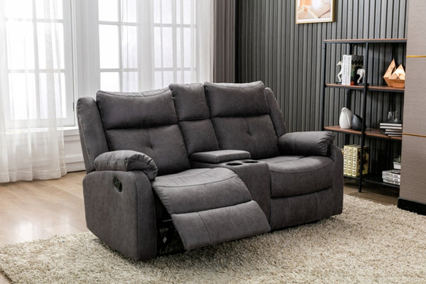Carnival 2 Seater Reclining Sofa with Console - Grey