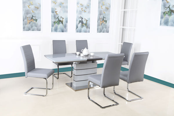 Chantal Extending Dining Table Grey & 6 Dining Chairs Grey