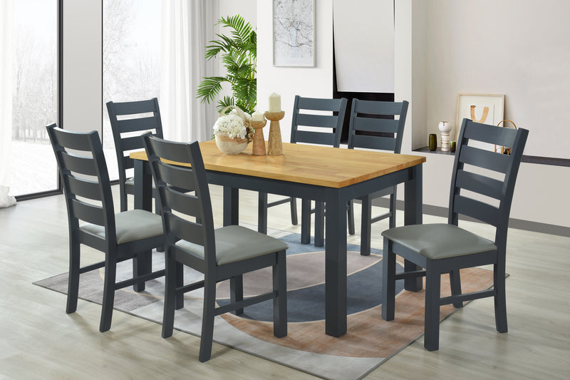 Columbus 5 Foot Table & 6 Columbus chairs with PU seats Charcoal