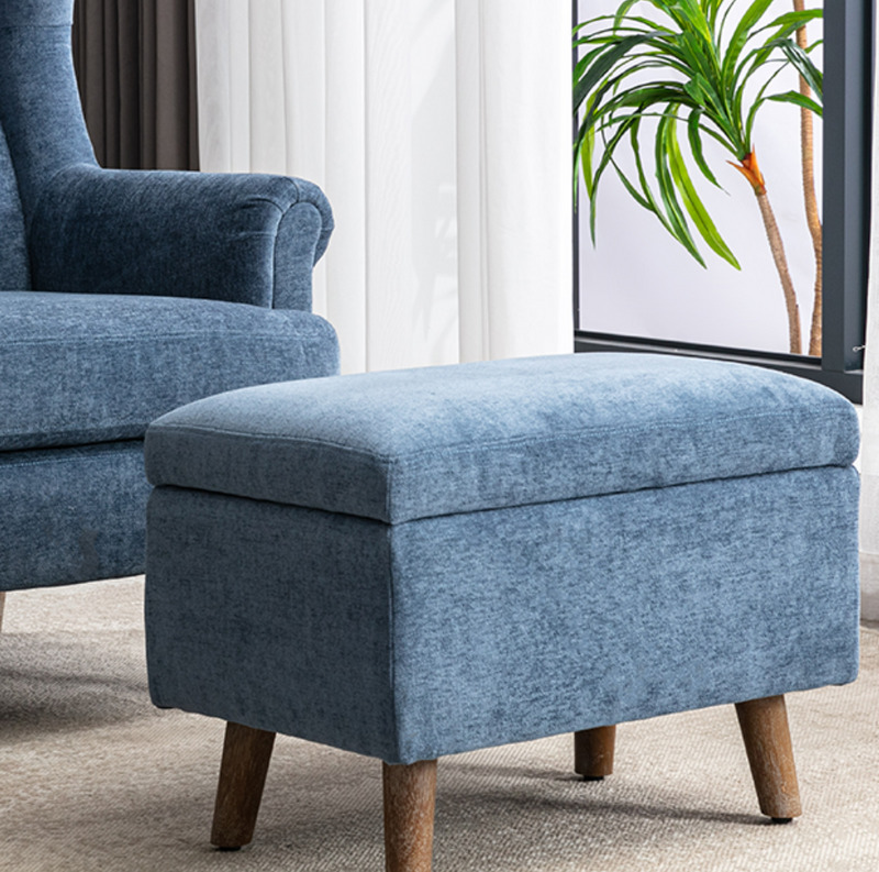 Nico Storage Footstool - Denim Blue