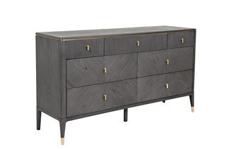Darcy Dressing Chest 7 Drawer Ribbed Top Drawers - Ebony