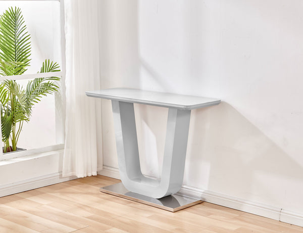 Eden Console Table With Glass Top Light Grey