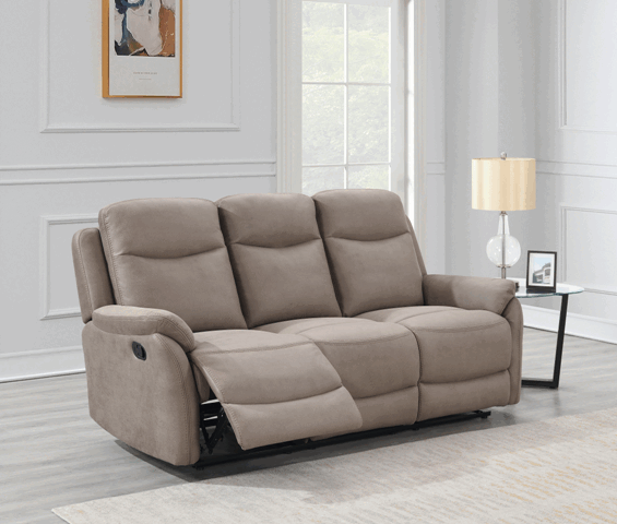 Ethan 3 Seater Reclining Sofa Taupe