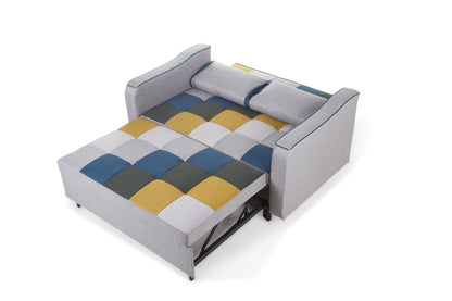Achill Sofa Bed - Yellow/Blue Patchwork