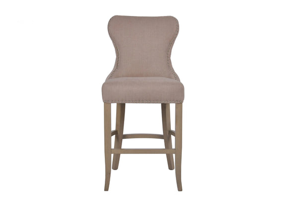 Button Back Counter Stool Beige