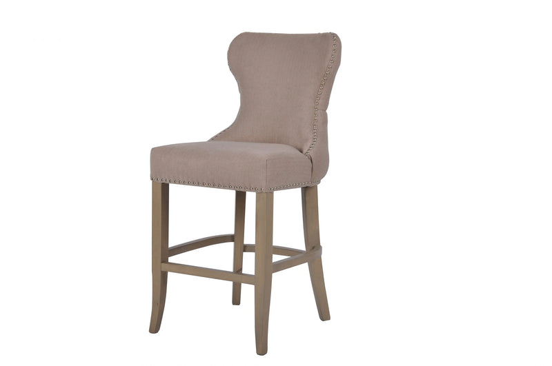 Button Back Counter Stool Beige