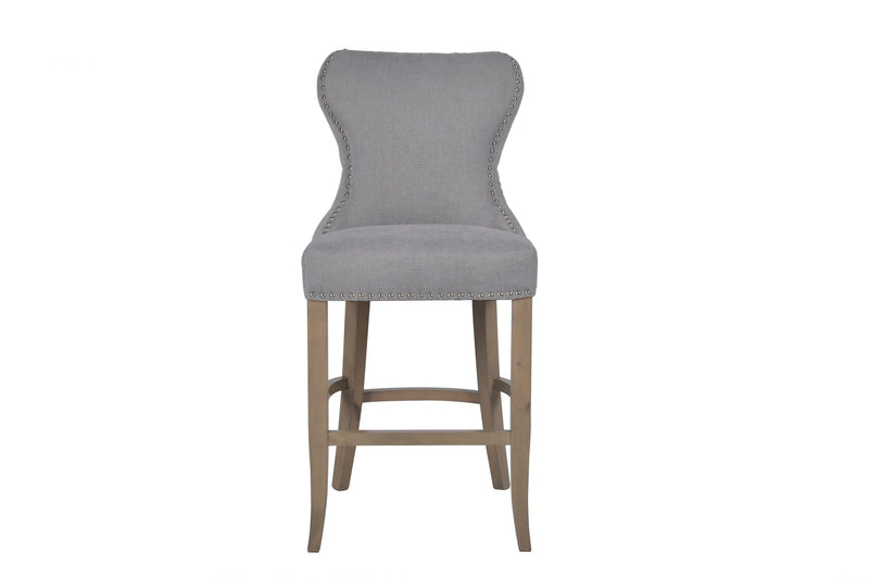 Grey Button Back Counter Stool