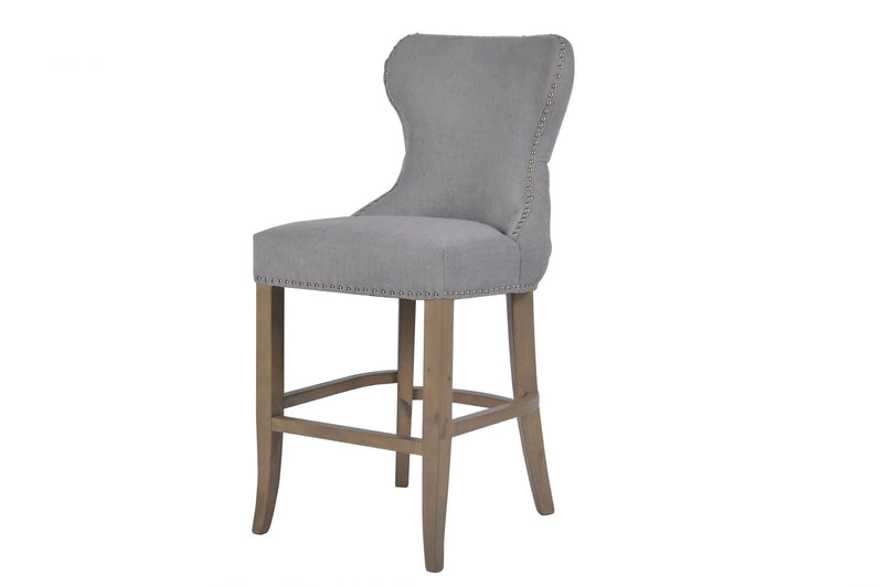 Grey Button Back Counter Stool