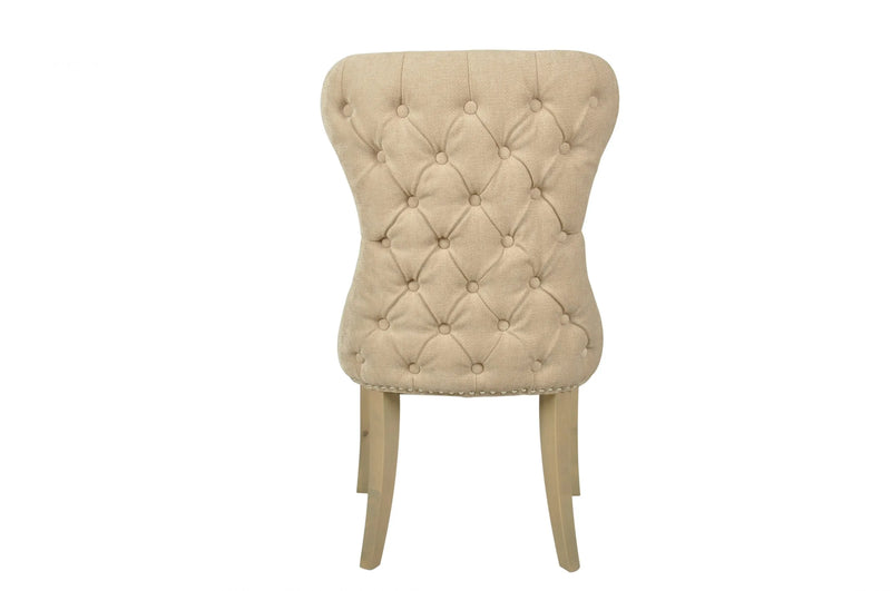 Button Back Dining Chair Beige