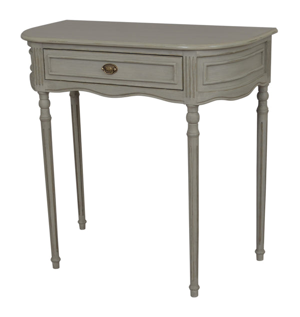 Hermitage 1 Drawer Hall Table - Grey with Gold Distress