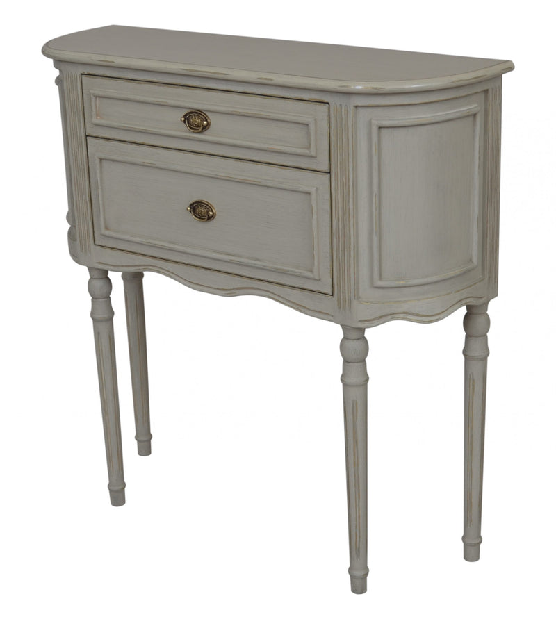 Hermitage 2 Drawer Chest - Grey with Gold Distress