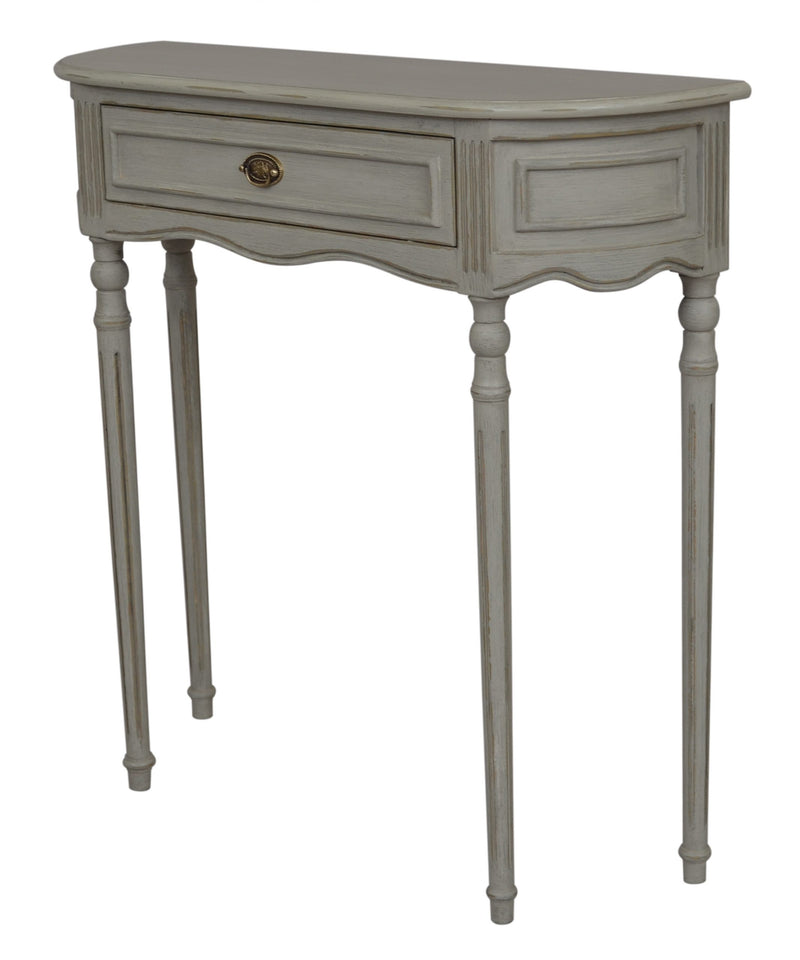 Hermitage 1 Drawer Console Table - Grey with Gold Distress