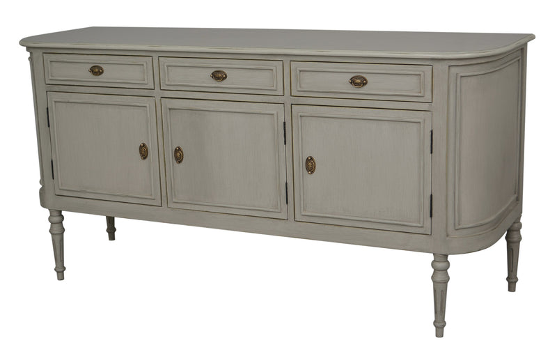 Hermitage 3 Door Sideboard - Grey with Gold Distress