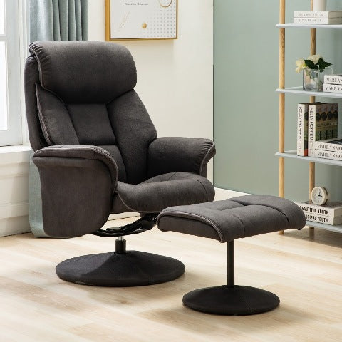 Killarney Chair & Footstool - Dark Grey