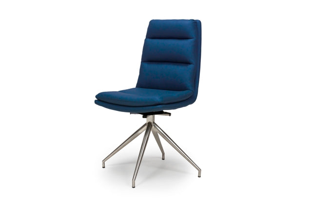 Novella Swivel Chair Brushed Steel Blue