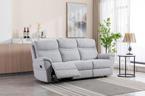 Reya 3 Seater Reclining Sofa Grey Linen