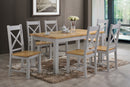 Rochdale 5 Foot Table & 6 Matching Cross Back Chairs Grey & Oak