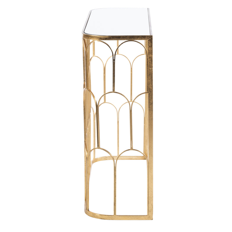Odessa Mirrored Console Gold Leaf