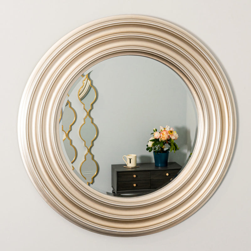 Ridges Wall Mirror Round Champagne